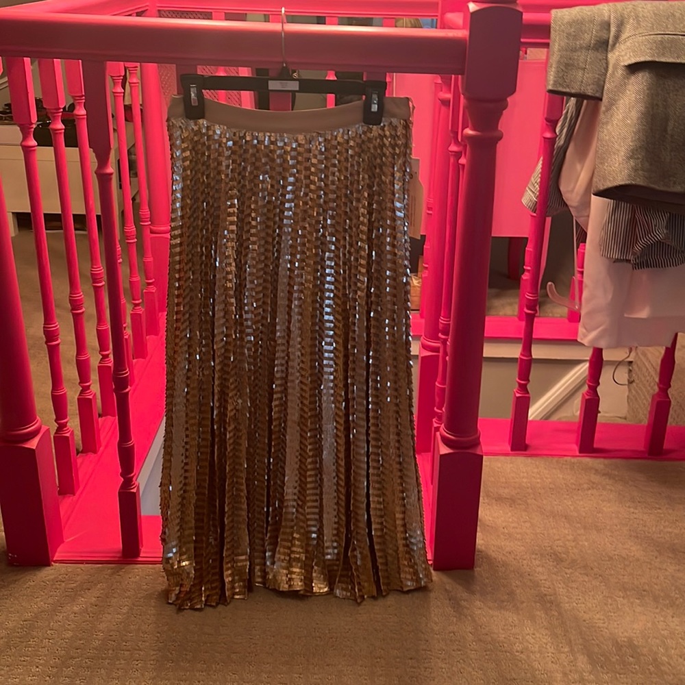 Anthropologie Maeve gold sequin skirt